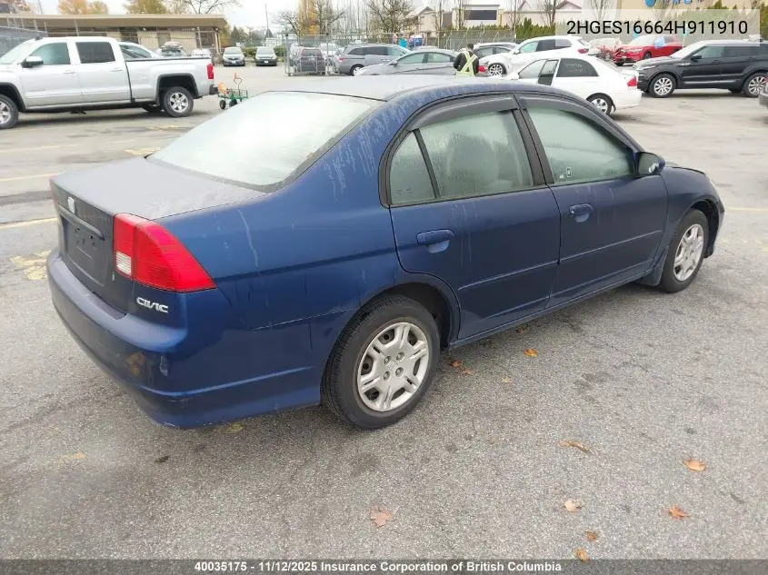 2HGES16664H911910 2004 Honda Civic