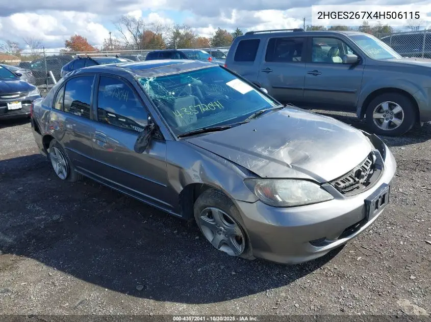 2HGES267X4H506115 2004 Honda Civic Ex