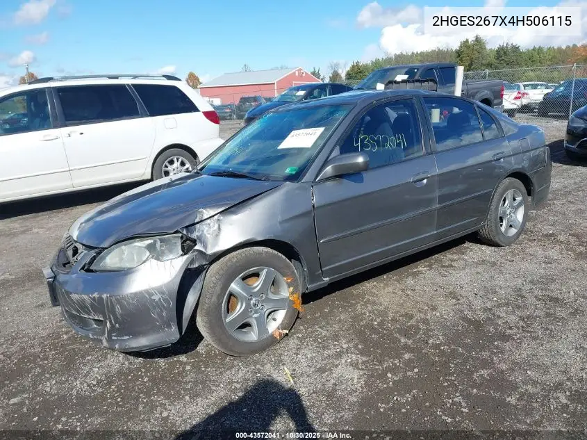 2HGES267X4H506115 2004 Honda Civic Ex