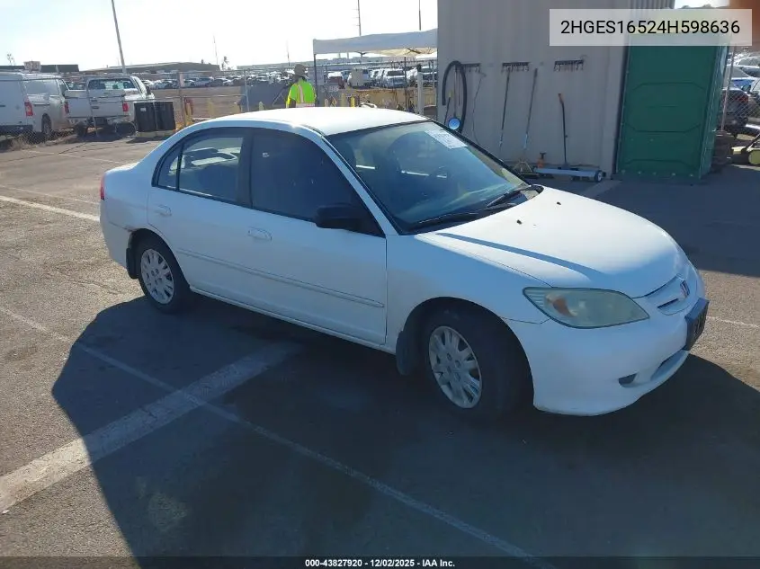 2HGES16524H598636 2004 Honda Civic Lx
