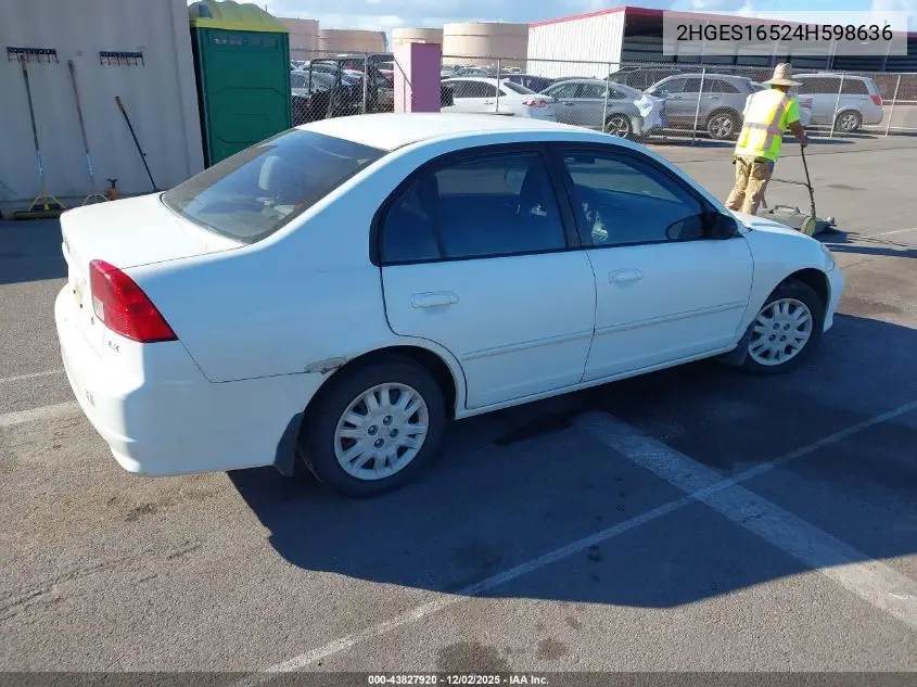 2HGES16524H598636 2004 Honda Civic Lx
