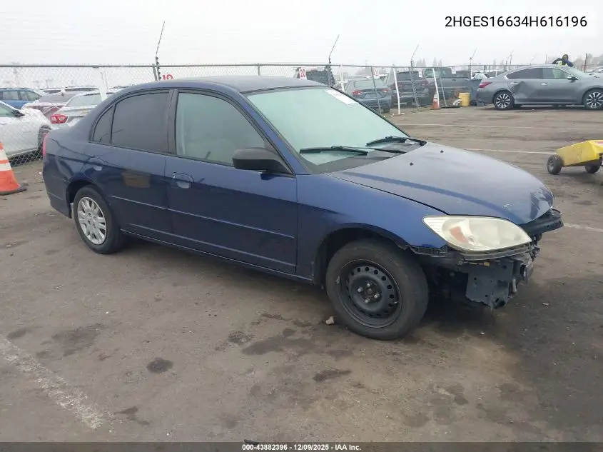 2HGES16634H616196 2004 Honda Civic Lx