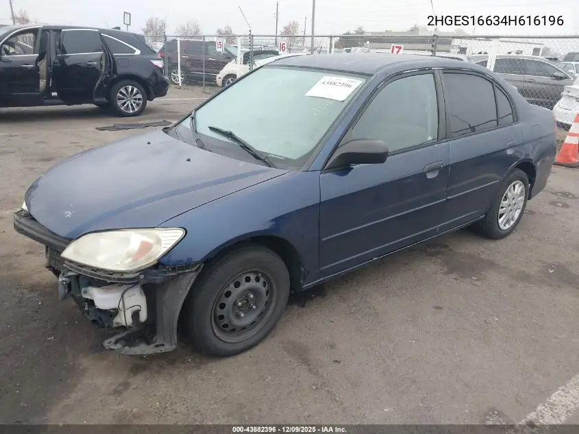 2HGES16634H616196 2004 Honda Civic Lx