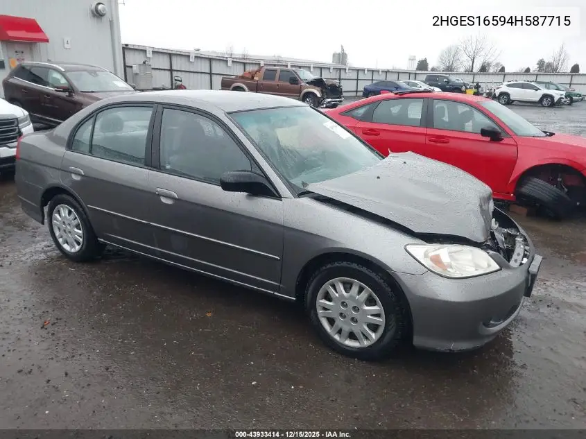 2HGES16594H587715 2004 Honda Civic Lx