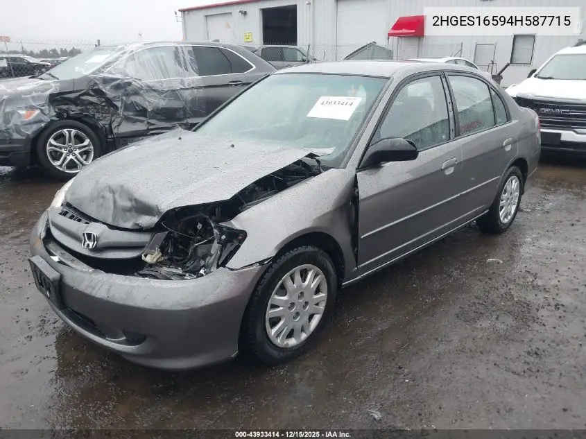 2HGES16594H587715 2004 Honda Civic Lx