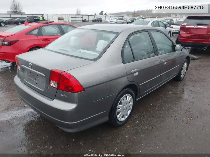 2HGES16594H587715 2004 Honda Civic Lx