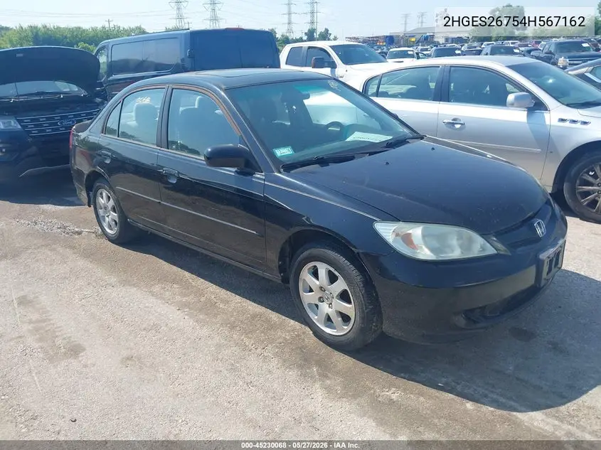 2004 Honda Civic Ex VIN: 2HGES26754H567162 Lot: 45230068