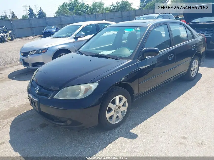 2004 Honda Civic Ex VIN: 2HGES26754H567162 Lot: 45230068