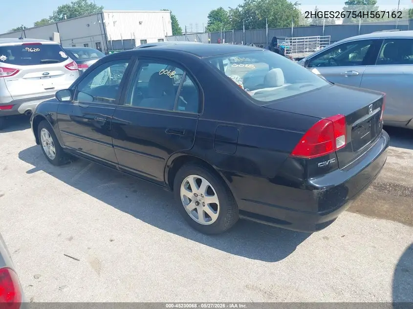 2004 Honda Civic Ex VIN: 2HGES26754H567162 Lot: 45230068