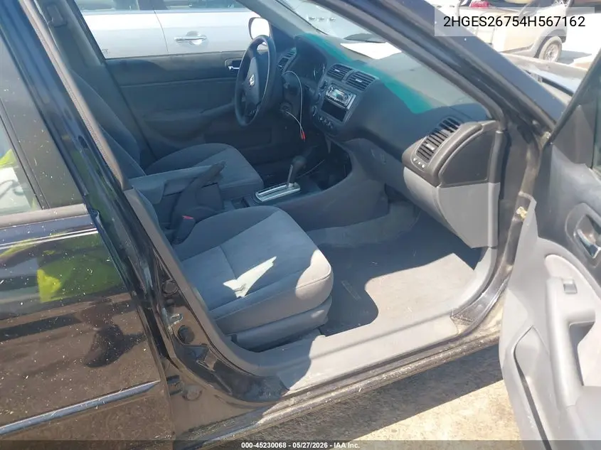 2004 Honda Civic Ex VIN: 2HGES26754H567162 Lot: 45230068