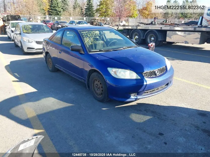 1HGEM22255L802362 2005 Honda Civic Dx