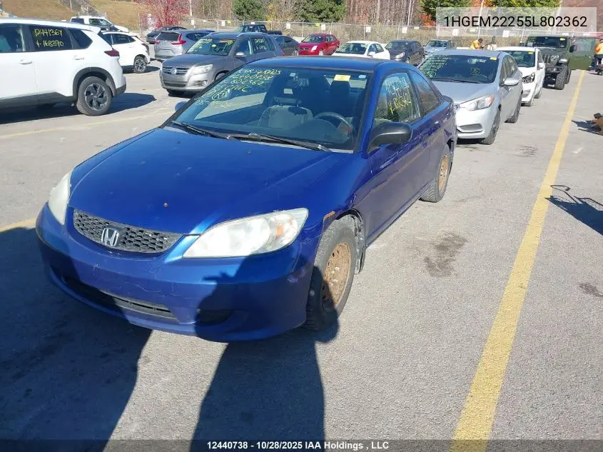 1HGEM22255L802362 2005 Honda Civic Dx