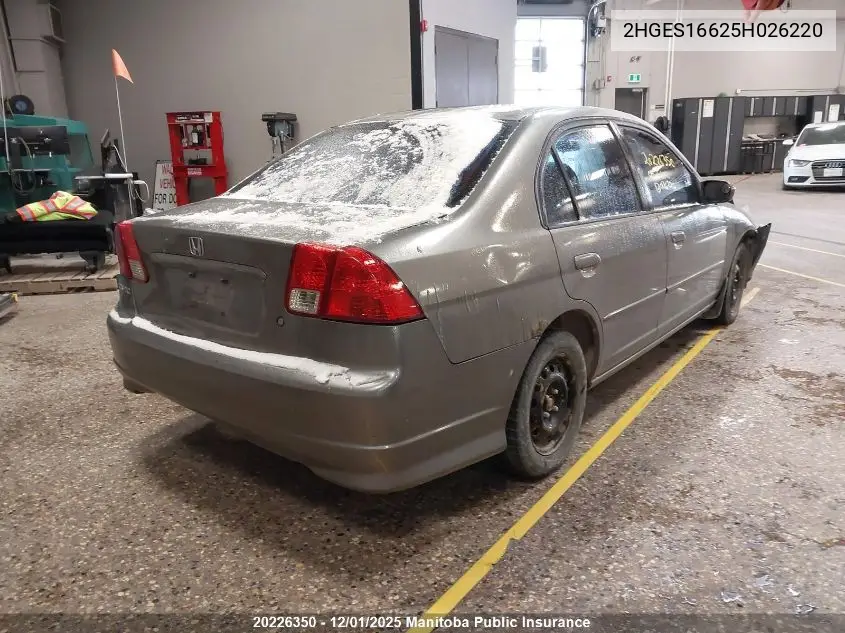 2HGES16625H026220 2005 Honda Civic Lx