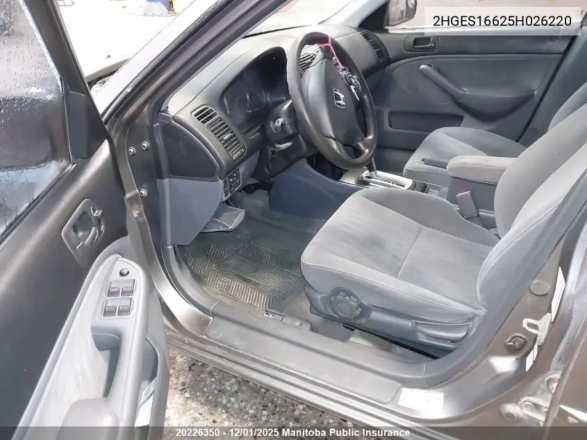 2HGES16625H026220 2005 Honda Civic Lx