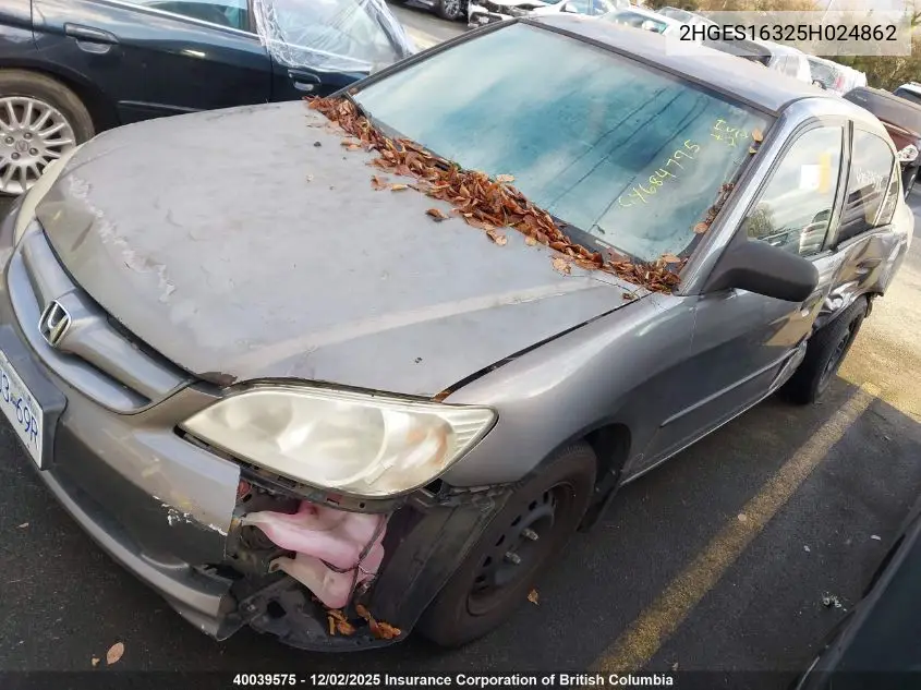 2HGES16325H024862 2005 Honda Civic Dx Vp