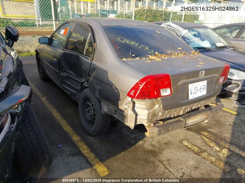 2HGES16325H024862 2005 Honda Civic Dx Vp