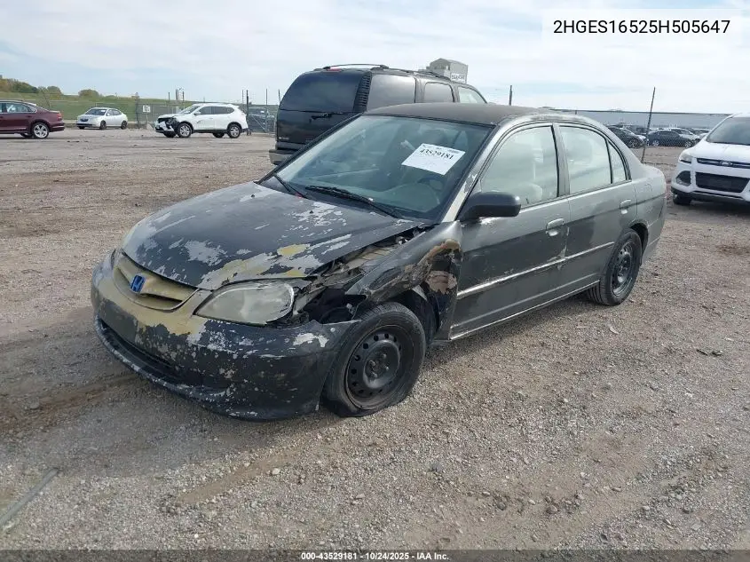 2HGES16525H505647 2005 Honda Civic Lx