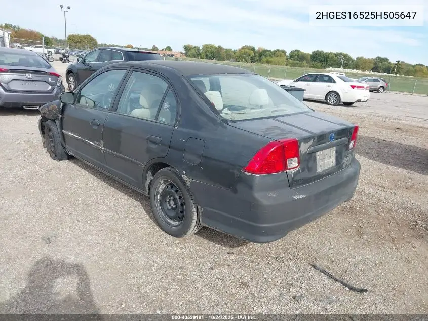 2HGES16525H505647 2005 Honda Civic Lx