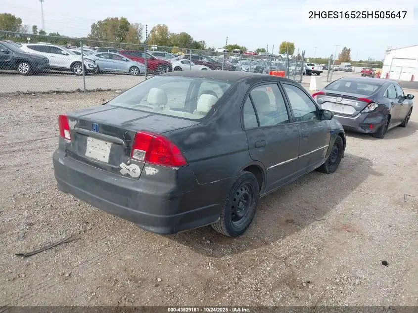 2HGES16525H505647 2005 Honda Civic Lx