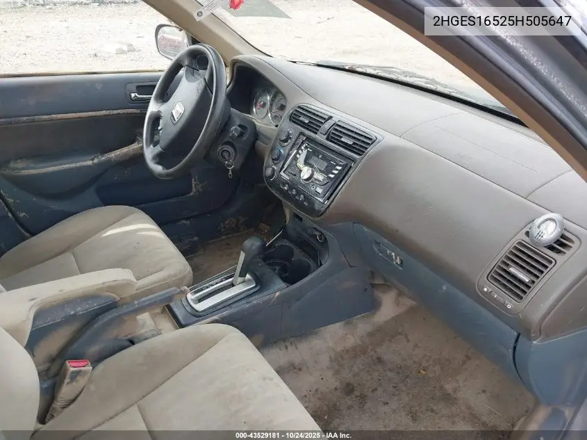 2HGES16525H505647 2005 Honda Civic Lx