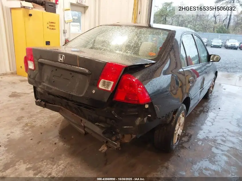 2HGES16535H506032 2005 Honda Civic Lx
