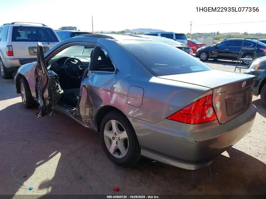 1HGEM22935L077356 2005 Honda Civic Ex