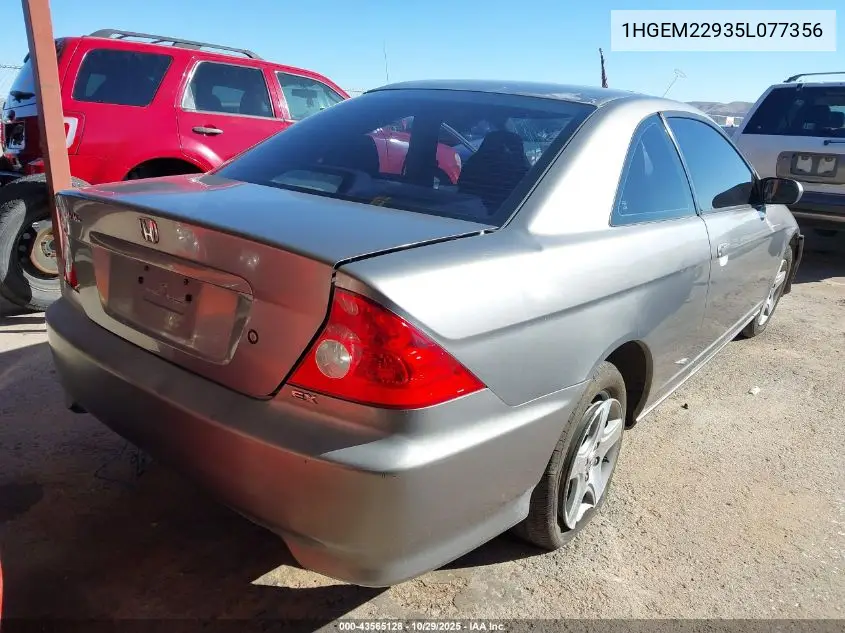 1HGEM22935L077356 2005 Honda Civic Ex