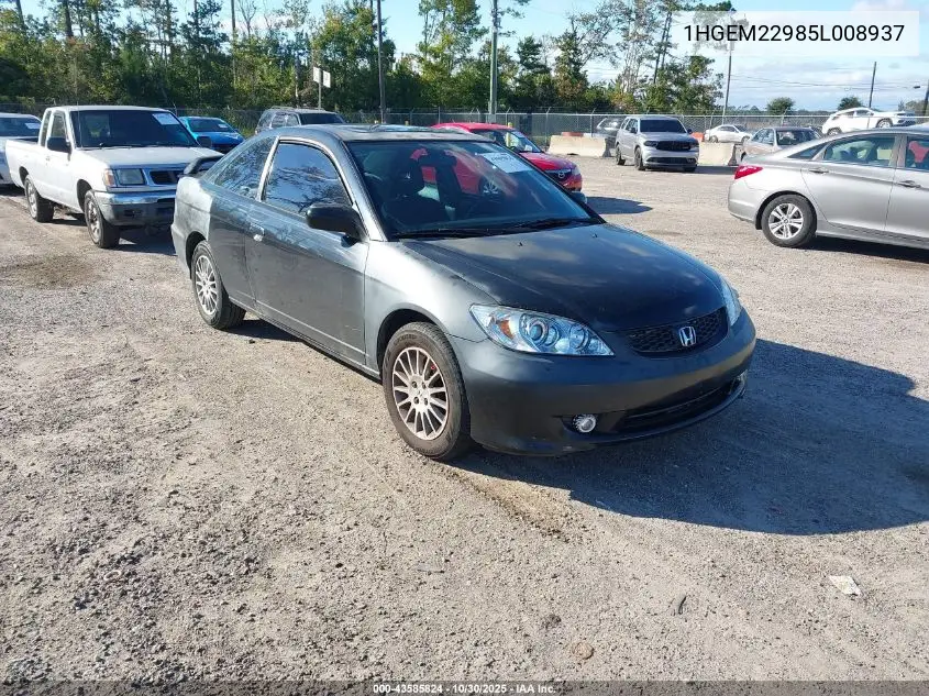 1HGEM22985L008937 2005 Honda Civic Ex