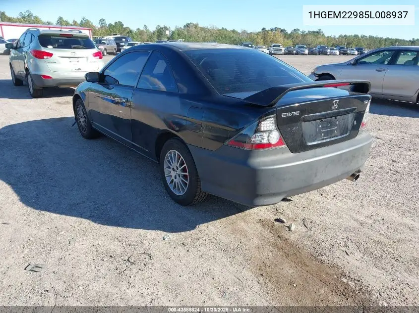 1HGEM22985L008937 2005 Honda Civic Ex