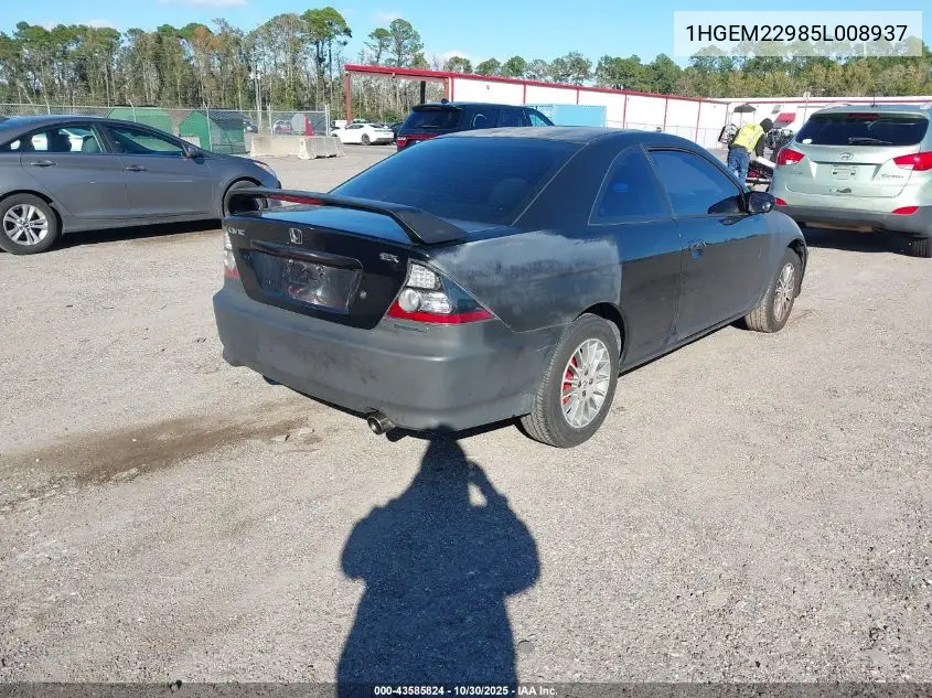 1HGEM22985L008937 2005 Honda Civic Ex