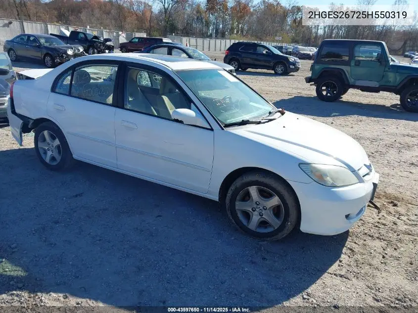 2HGES26725H550319 2005 Honda Civic Ex