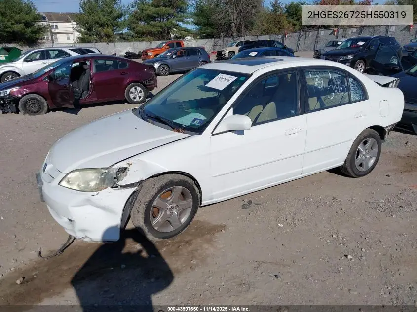 2HGES26725H550319 2005 Honda Civic Ex