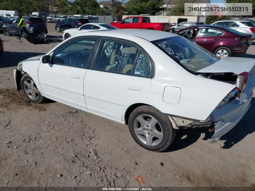 2HGES26725H550319 2005 Honda Civic Ex
