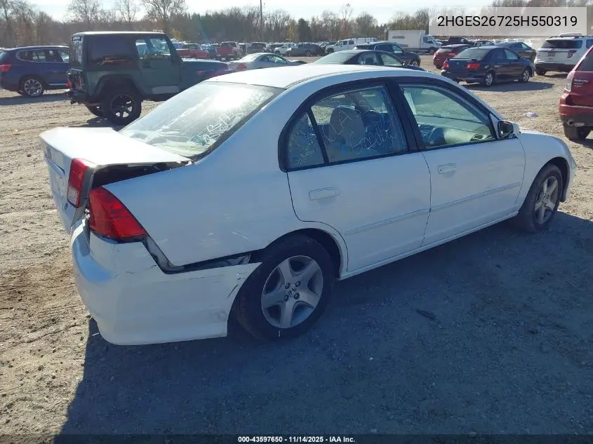 2HGES26725H550319 2005 Honda Civic Ex
