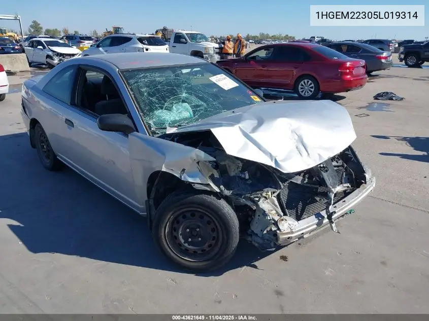 1HGEM22305L019314 2005 Honda Civic Vp