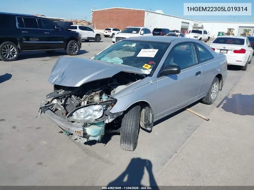 1HGEM22305L019314 2005 Honda Civic Vp