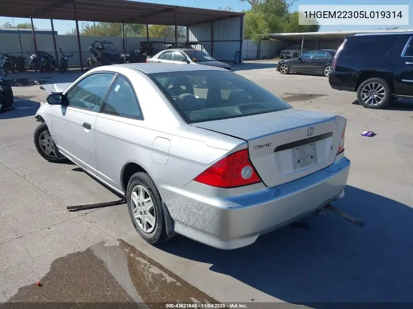 1HGEM22305L019314 2005 Honda Civic Vp