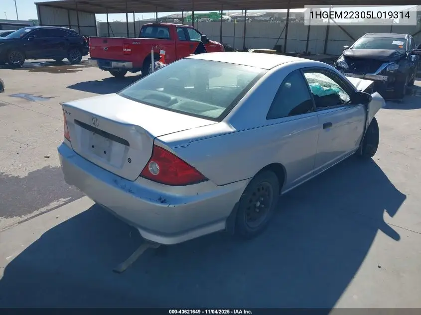 1HGEM22305L019314 2005 Honda Civic Vp