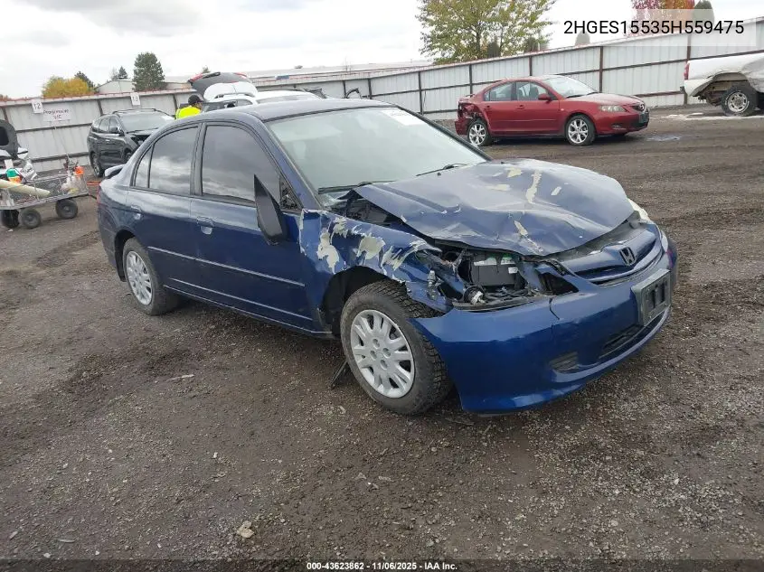 2HGES15535H559475 2005 Honda Civic Lx