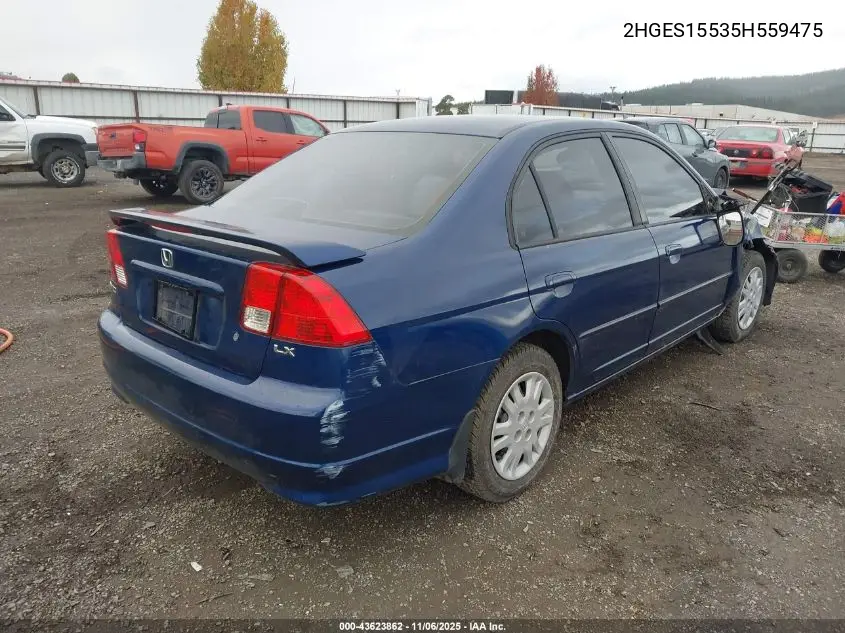 2HGES15535H559475 2005 Honda Civic Lx