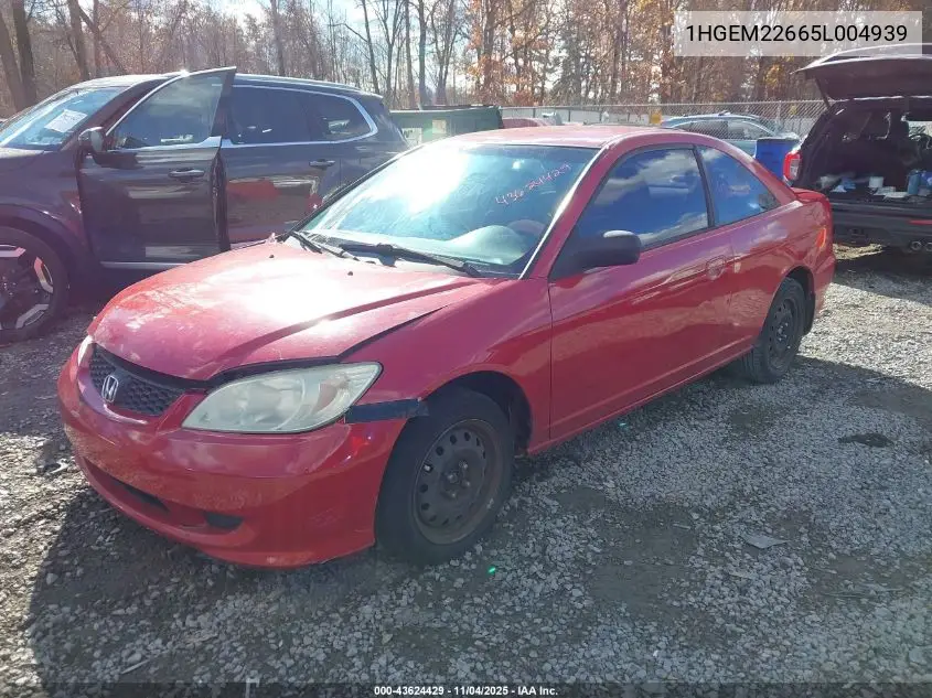 1HGEM22665L004939 2005 Honda Civic Lx