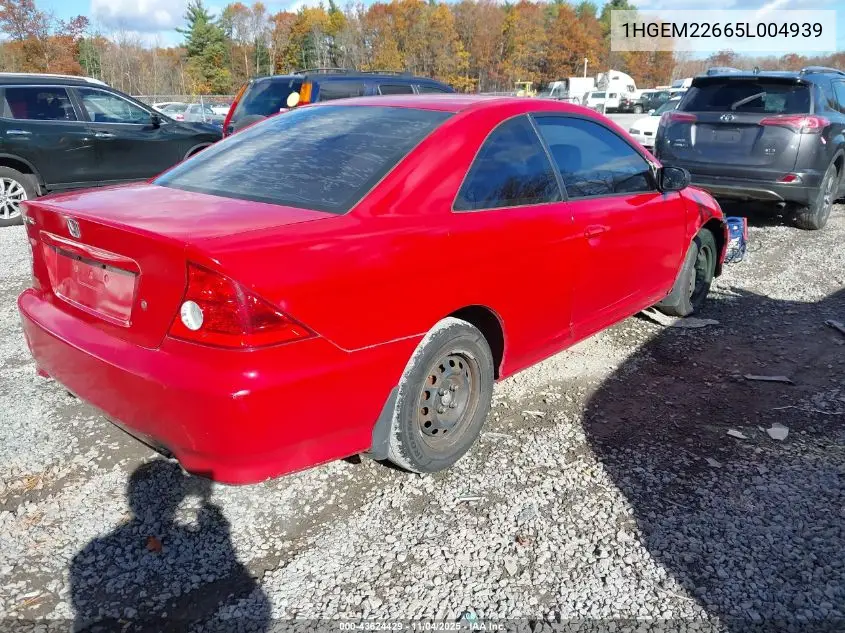 1HGEM22665L004939 2005 Honda Civic Lx