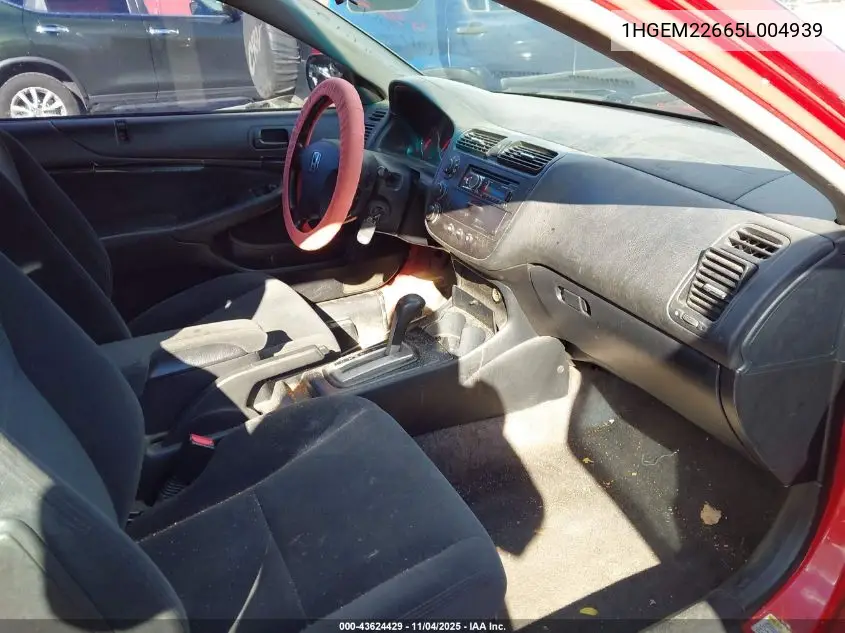 1HGEM22665L004939 2005 Honda Civic Lx