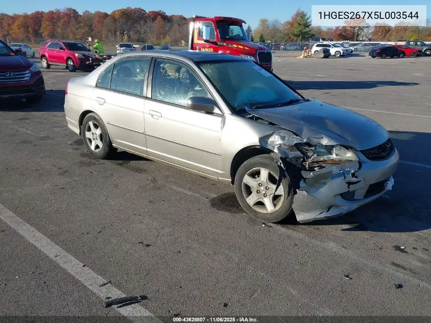 1HGES267X5L003544 2005 Honda Civic Ex