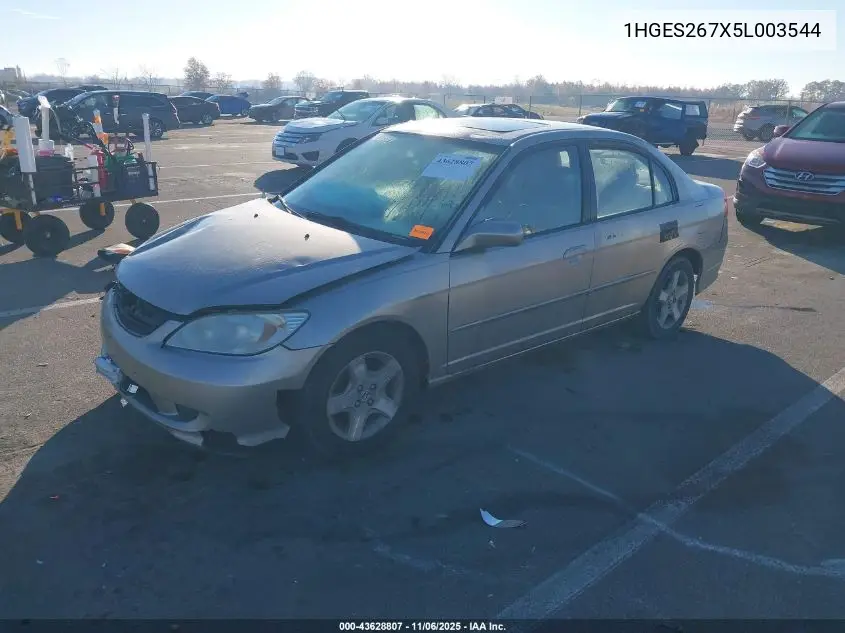 1HGES267X5L003544 2005 Honda Civic Ex