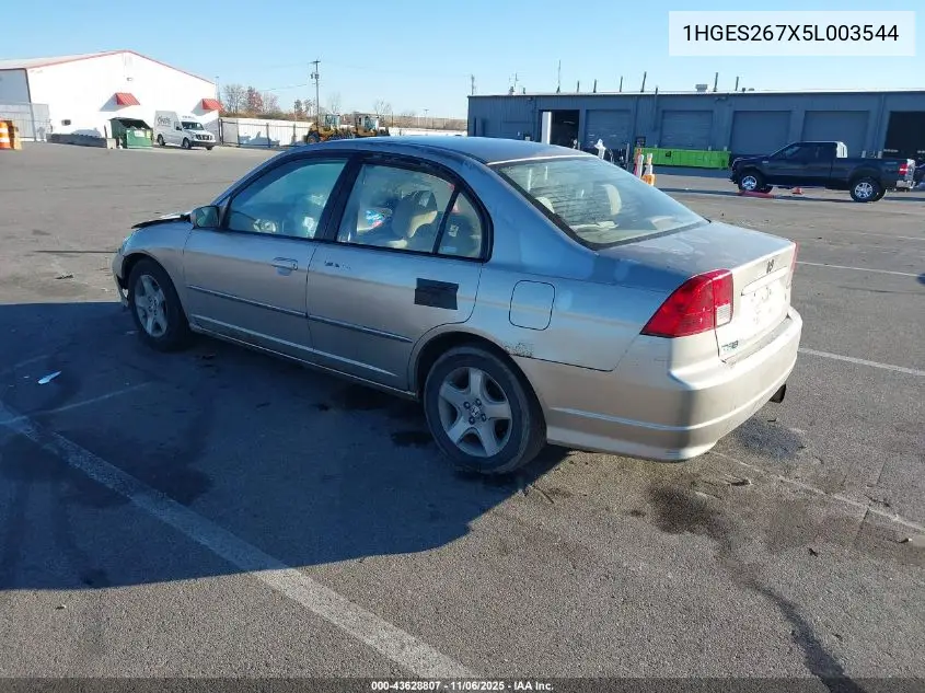1HGES267X5L003544 2005 Honda Civic Ex