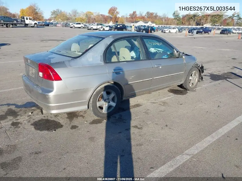 1HGES267X5L003544 2005 Honda Civic Ex