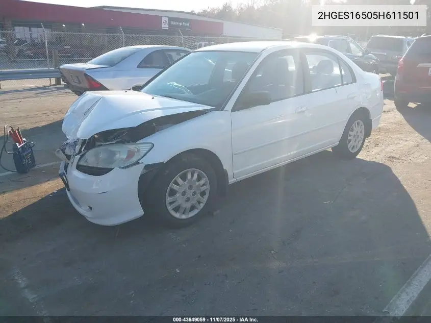 2HGES16505H611501 2005 Honda Civic Lx