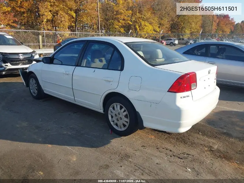 2HGES16505H611501 2005 Honda Civic Lx