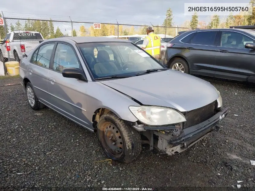 2HGES16595H505760 2005 Honda Civic Lx
